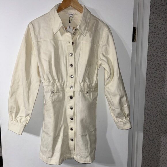 Steve Madden L21001 Womens Cream Krisha Cotton Utility Dress SZ 6 NWT BRAND NEW - Picture 1 of 7